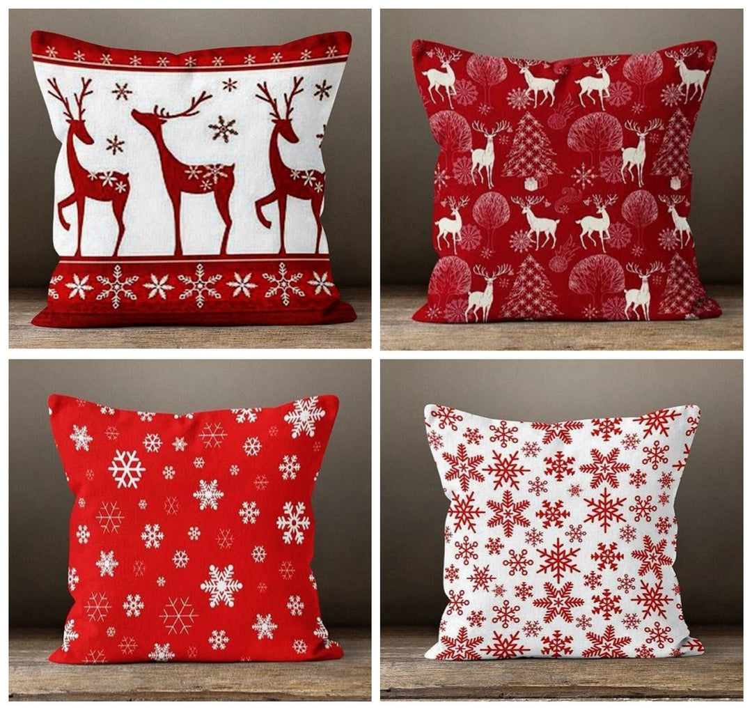 Christmas Pillow Cover|Snowflake Xmas Cushion Case|Decorative Winter Pillowcase|Red Xmas Home Decor|Xmas Gift Ideas|Snowflake Pillow Cover