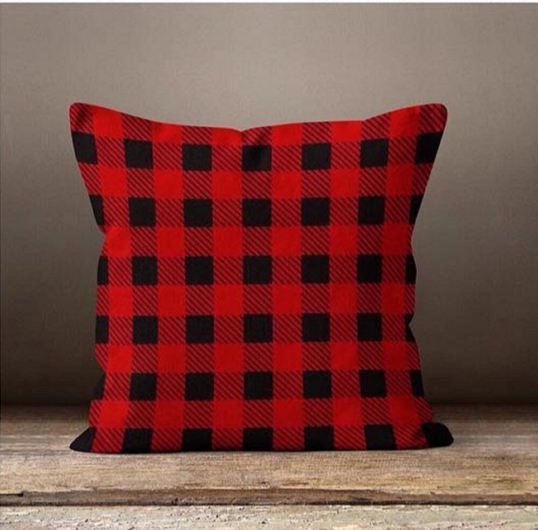 Christmas Pillow Covers|Buffalo Plaid Christmas Deer Cushion Case|Decorative Merry Christmas Pillow|Xmas Buckhorn Home Decor|Xmas Gift Ideas