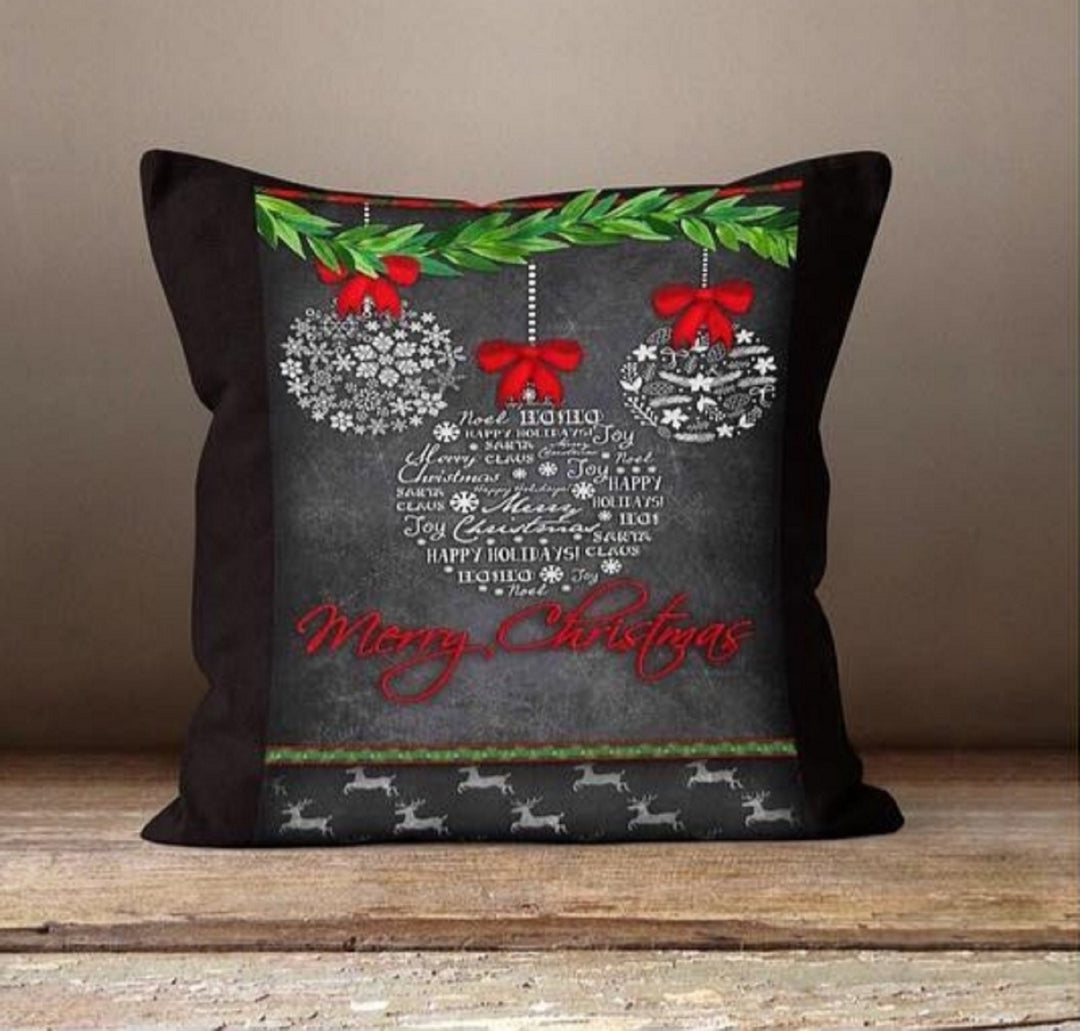 Christmas Pillow Cover|Black Christmas Decor|Decorative Winter Pillows Case|Floral Snowflake Xmas Throw Pillow|Xmas Gift|Outdoor Pillow Case