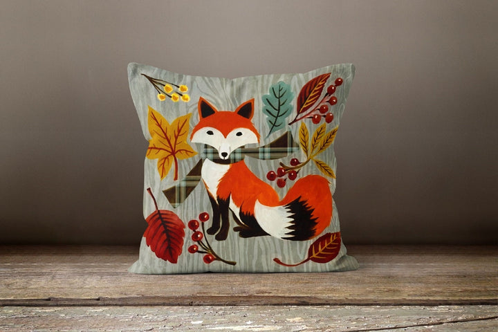 Fall Trend Pillow Cover|Autumn Animal Decor|Winter Trend Pillow Case|Outdoor Throw Pillow Top|Housewarming Cat Fox Raccoon Hedgehog Decor