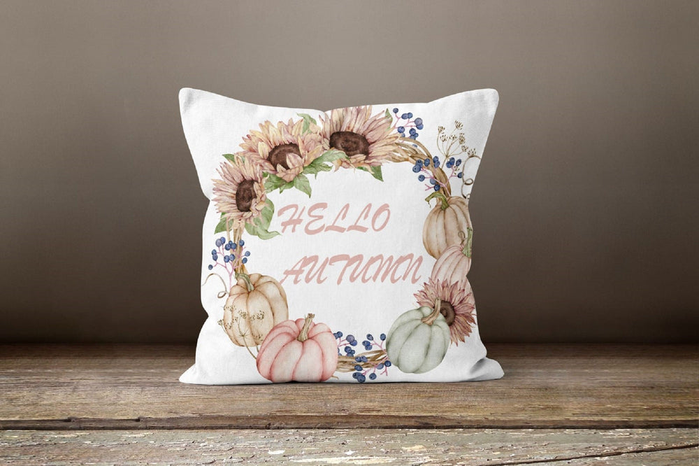 Fall Trend Pillow Cover|Hello Autumn Cushion Case|Pink Orange Pumpkin Throw Pillow|Halloween Home Decor|Housewarming Farmhouse Pillow Case