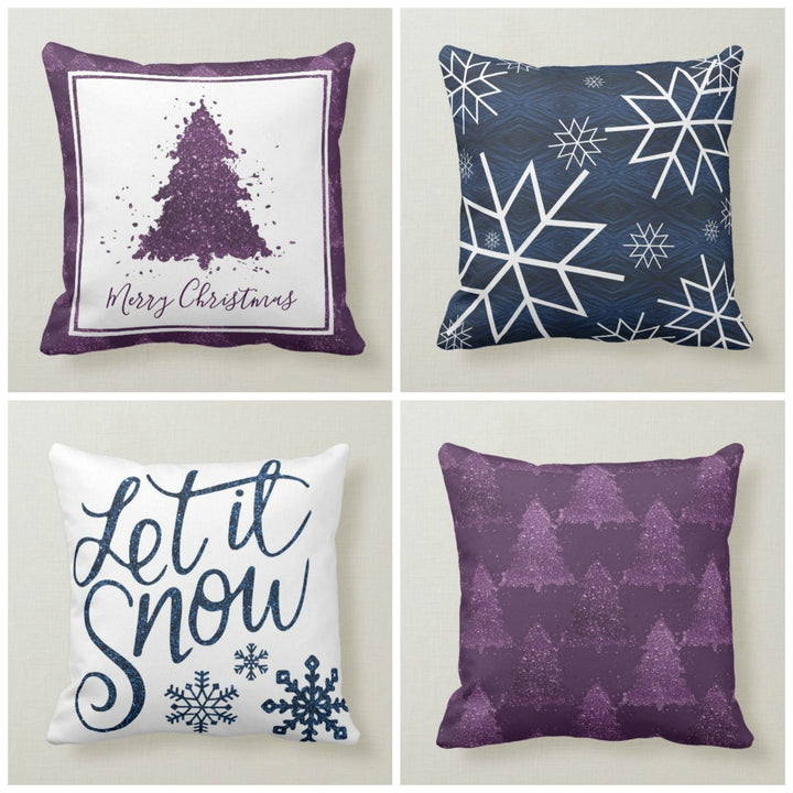 Christmas Pillow Covers|Xmas Tree Decor|Decorative Winter Pillow Case|Xmas Snowflake Throw Pillow|Let It Snow Pillow|Christmas Home Decor