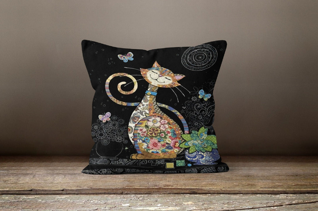 Cute Cat Pillow Covers|Cat Pattern Cushion Case|Housewarming Patchwork Style Throw Pillow|Decorative Bedding Home Decor|Outdoor Pillow Case