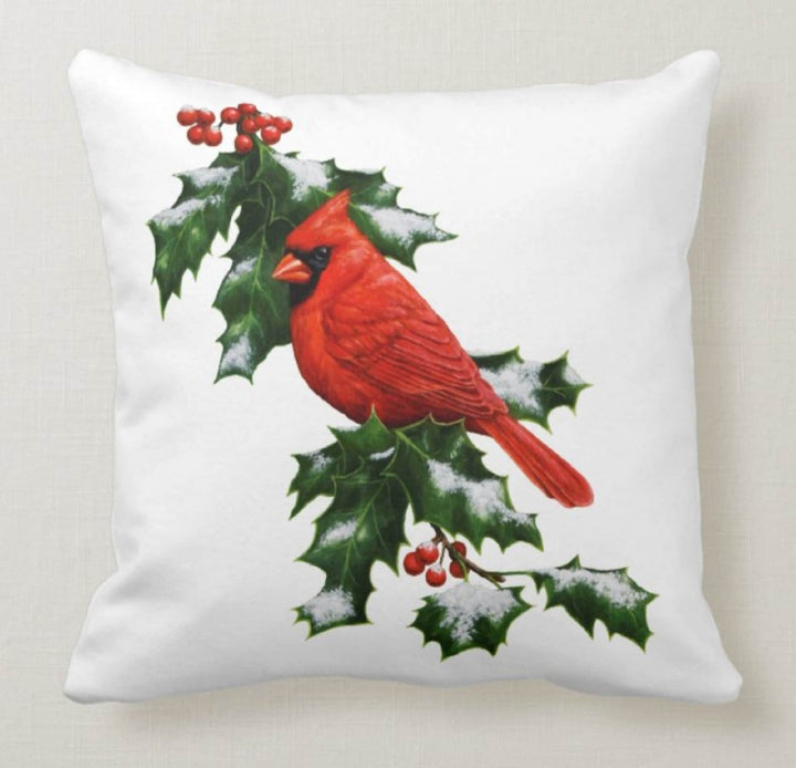 Christmas Pillow Cover|Xmas Red Bird Decor|Winter Decorative Pillow Case|Xmas Throw Pillow|Pinecone Pillow|Cardinal Christmas Home Decor