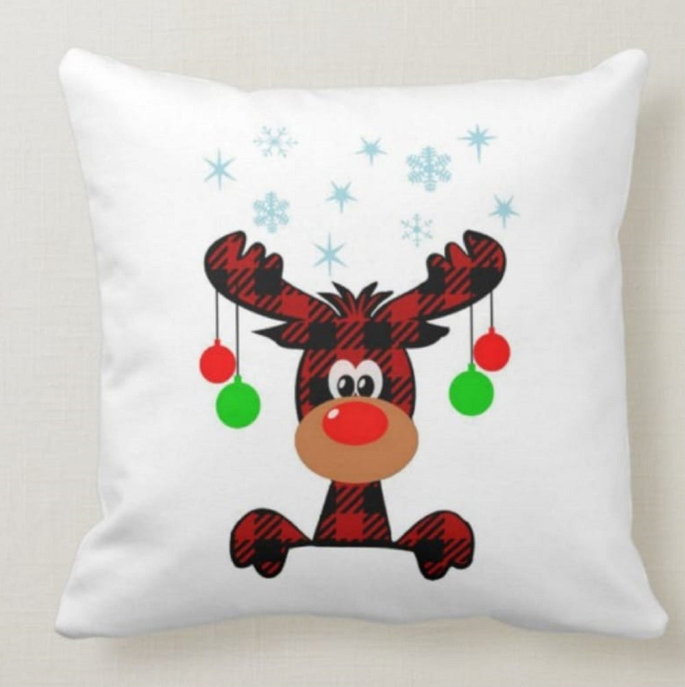 Christmas Pillow Covers|Xmas Cartoon Deer Decor|Winter Decorative Pillow Case|Xmas Throw Pillow|Xmas Gift Ideas|Xmas Cure Deer Pillow Cover