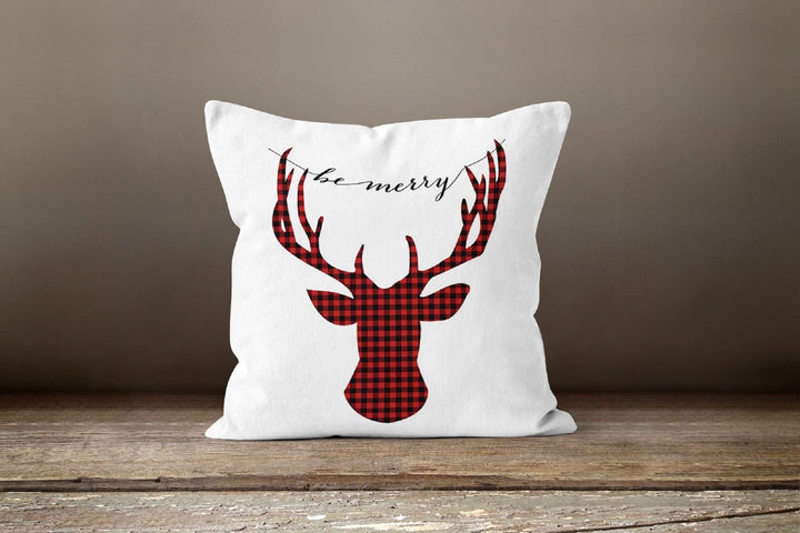 Christmas Pillow Covers|Deer Cushion Case|Winter Decorative Pillow|Xmas Home Decor|Xmas Gift Ideas|Deer Plaid Design Cover|Xmas Deer Case