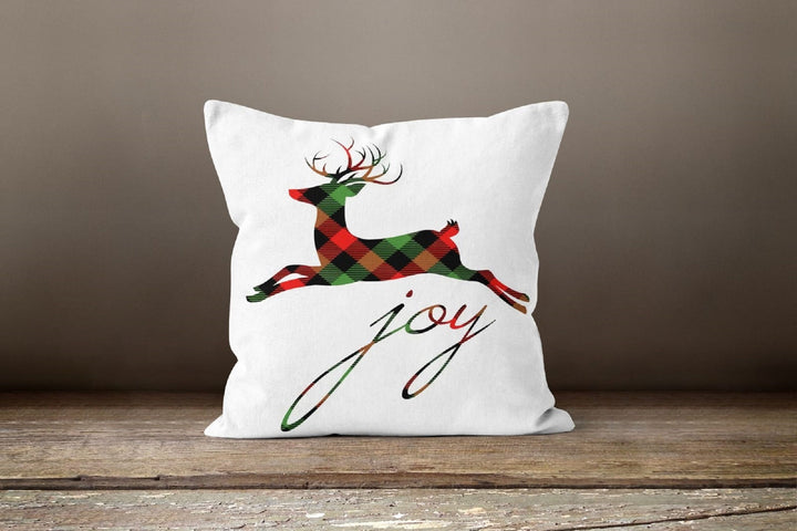 Christmas Pillow Covers|Deer Cushion Case|Winter Decorative Pillow|Xmas Home Decor|Xmas Gift Ideas|Deer Plaid Design Cover|Xmas Deer Case