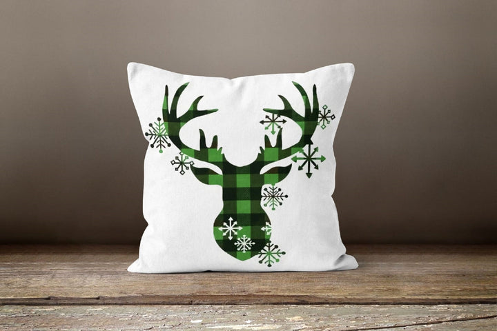 Christmas Pillow Covers|Deer Cushion Case|Winter Decorative Pillow|Xmas Home Decor|Xmas Gift Ideas|Deer Plaid Design Cover|Xmas Deer Case