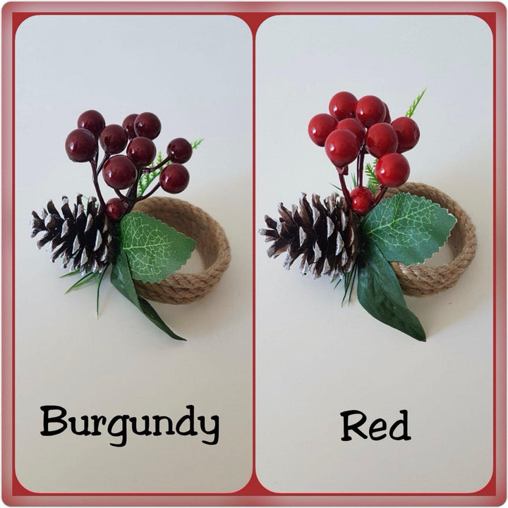 Christmas Napkin Rings|Winter Trend Napkin Ring|Jute Rope Napkin Holder|Redberry Table Decor|Pinecones Tablecenterpiece|Love Napkin Holder