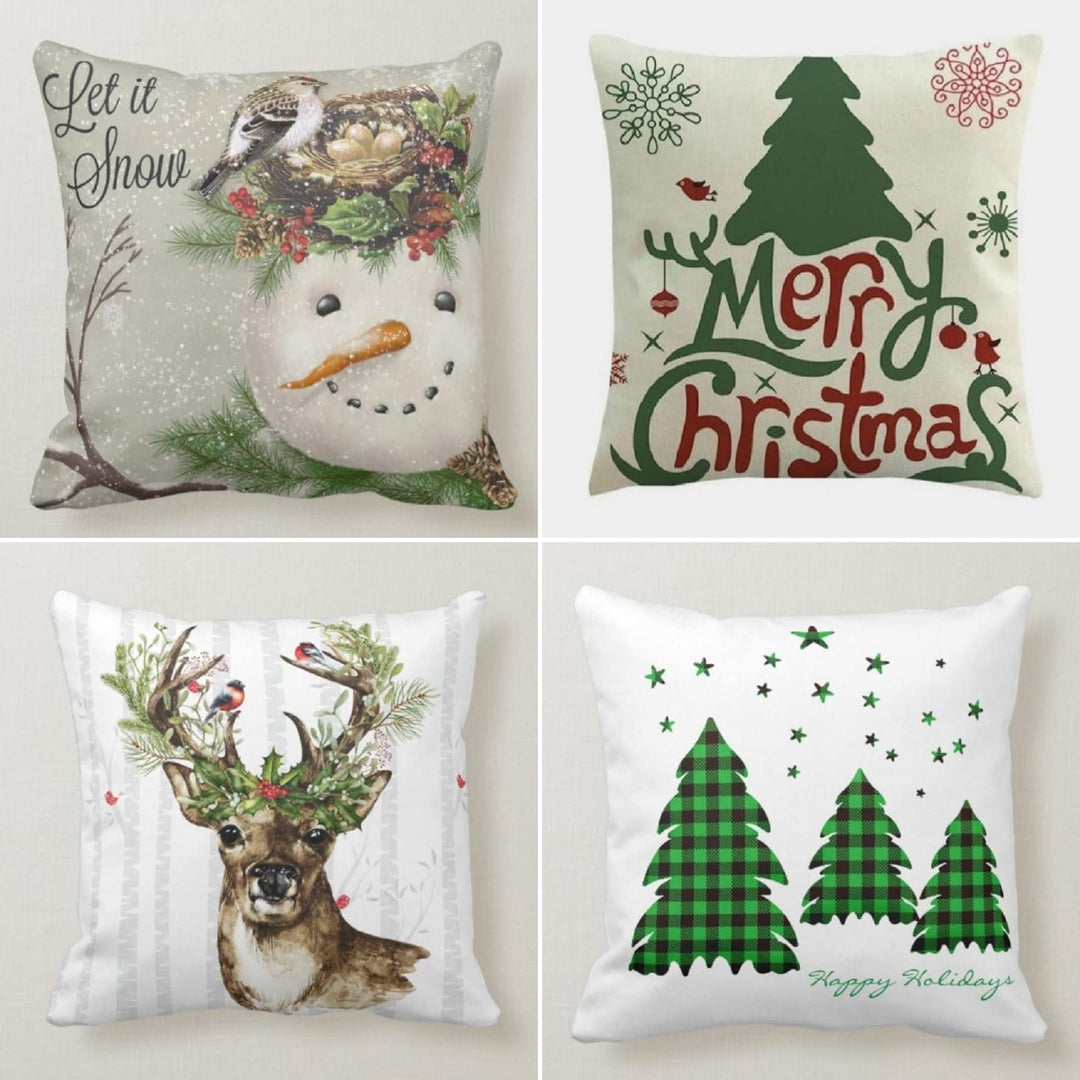 Christmas Pillow Covers|Xmas Tree Decor|Winter Decorative Pillow Case|Xmas Deer Throw Pillow|Outdoor Pillow Cover|Xmas Snowman Pillow