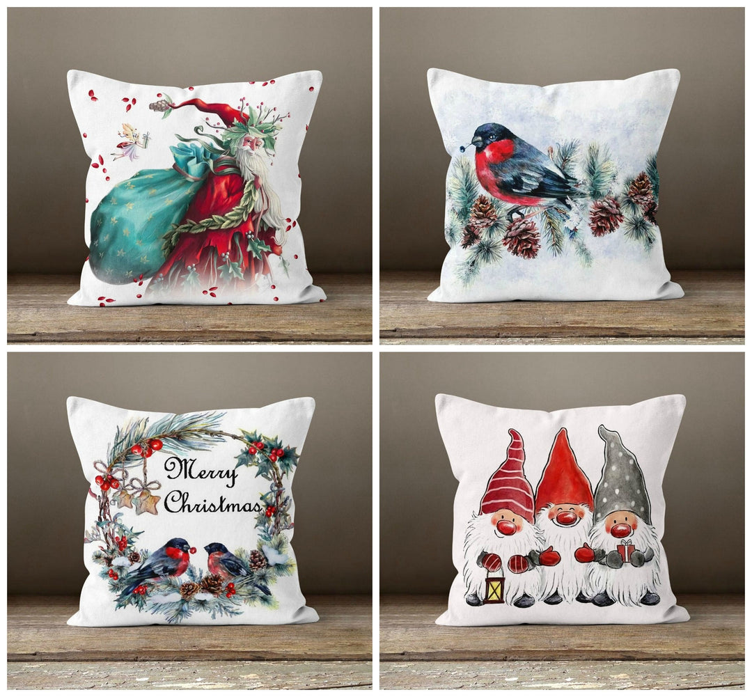 Christmas Pillow Cover|Father Xmas Decor|Winter Decorative Pillow Case|Xmas Throw Pillow|Xmas Gift Ideas|Outdoor Pillow|Xmas Bird Decor