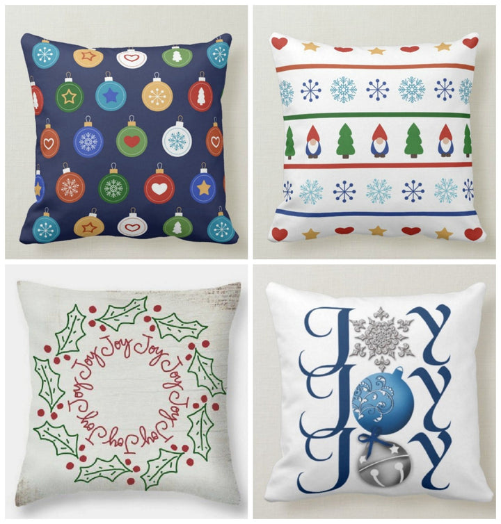 Christmas Pillow Cover|Xmas Cushion Case|Winter Trend Home Decor|Xmas Gift Ideas|Joy Throw Pillow Cover|Christmas Tree Ornament Pillows