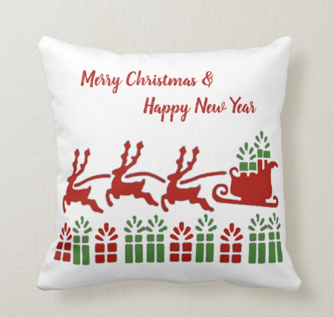 Christmas Pillow Covers|Dwarf Santa Claus Gnome|Decorative Winter Pillow Case|Xmas Deer Throw Pillow|Santa Claus' Reindeer Decor|Xmas Sleigh