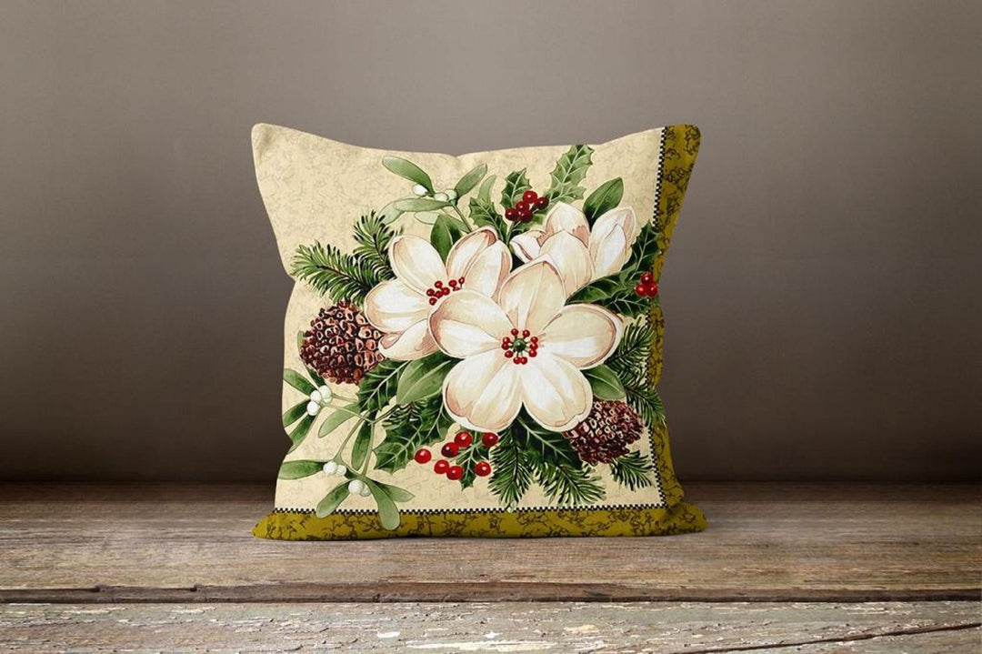 Christmas Pillow Covers|Green Buffalo Plaid Cushion|Decorative Winter Throw Pillow|Outdoor Xmas Deer Pillow Cover|Xmas Poinsettia Pillow