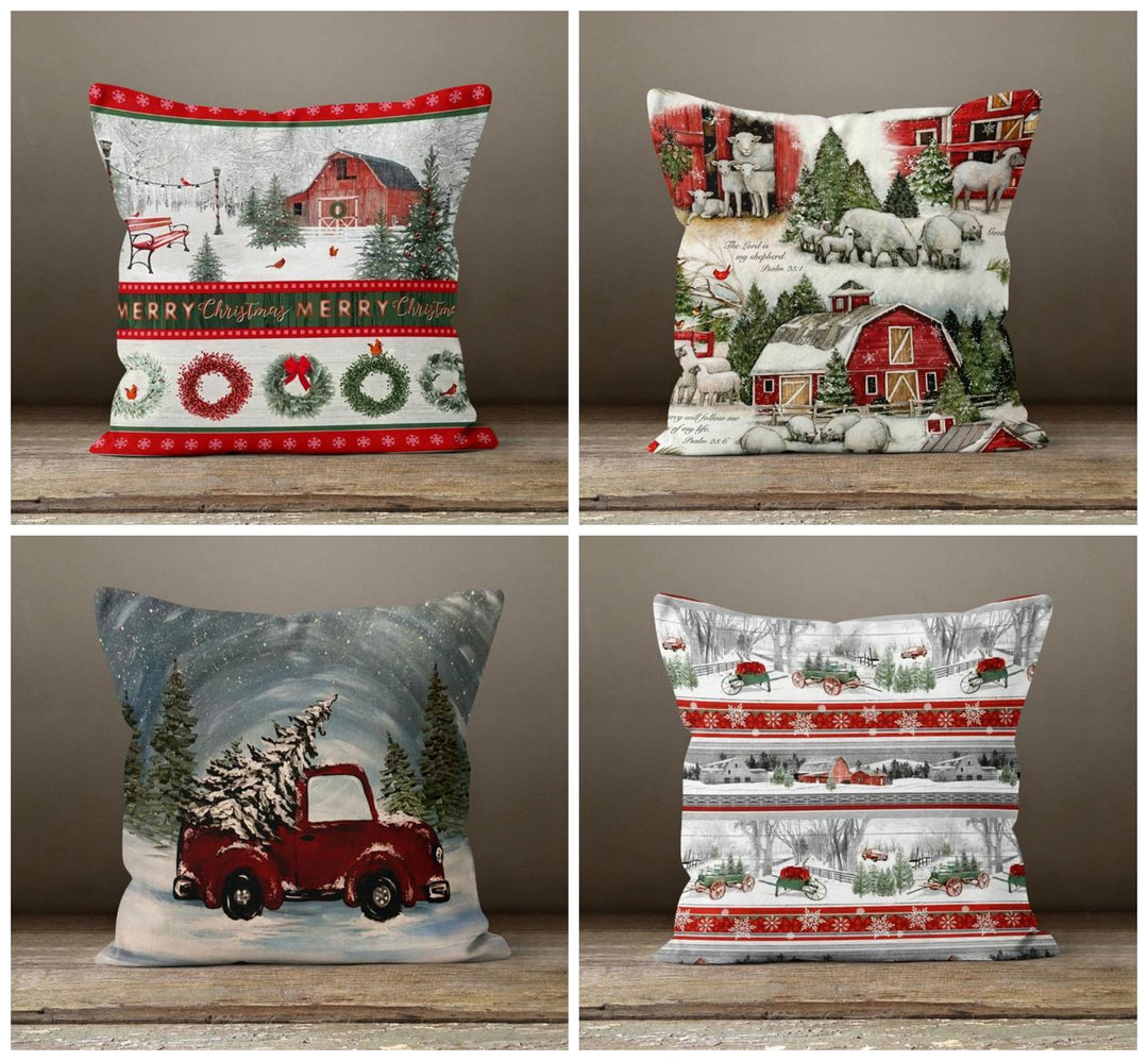 Christmas Pillow Covers|Xmas Farmhouse Cushion Case|Decorative Winter Pillow Case|Xmas Home Decor|Xmas Gift Ideas|Xmas Deer Tree Cover