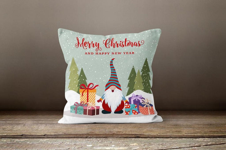 Christmas Pillow Covers|Dwarf Santa Claus Xmas Decor|Winter Decorative Pillow Case|Xmas Throw Pillow Top|Xmas Gift Ideas|Gnome Pillow Cover