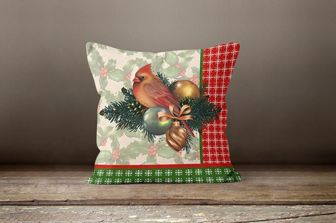 Christmas Pillow Covers|Christmas Green Decor|Decorative Winter Pillow|Xmas Throw Pillow|Xmas Gift|Outdoor Pillow Cover|Xmas Birds Case