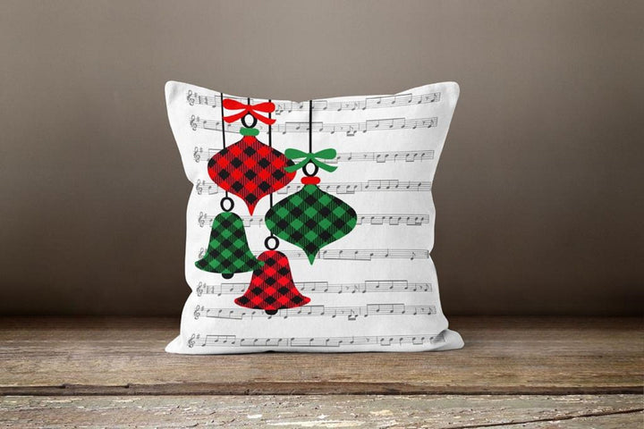 Christmas Pillow Covers|Xmas Plaid Decor|Winter Decorative Pillow Case|Xmas Tree Throw Pillow|Outdoor Pillow Cover|Xmas Deer Bell Pillow