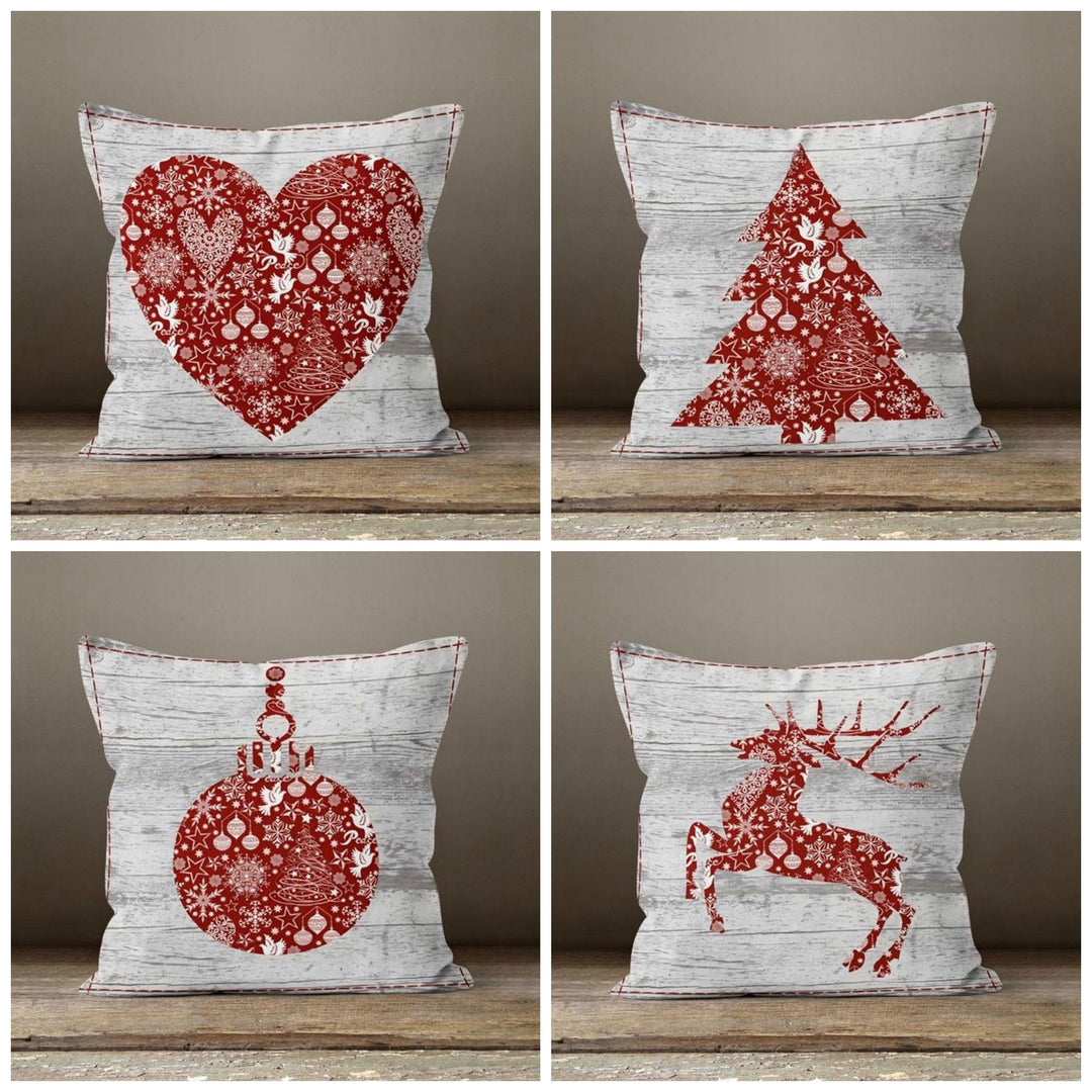 Christmas Pillow Covers|Red Xmas Decor|Winter Pillow Case|Xmas Gift İdeas|Outdoor Pillow Cover|Housewarming Gift|Xmas Deer Tree Decor