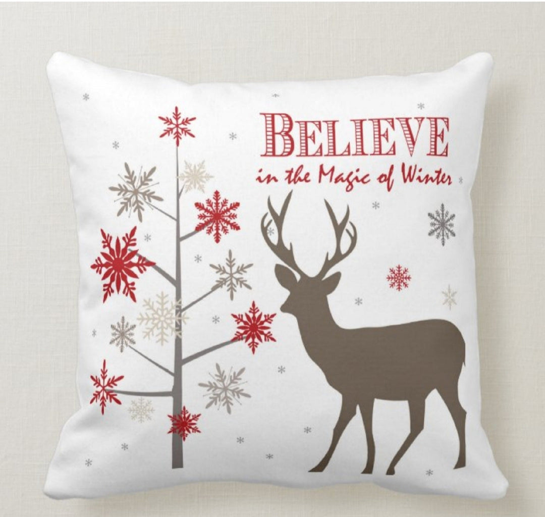 Christmas Pillow Top|Xmas Deer Cushion|Decorative Winter Pillow Case|Xmas Joy Throw Pillow|Buffalo Check Pillow|Xmas Ornament Pillow Cover