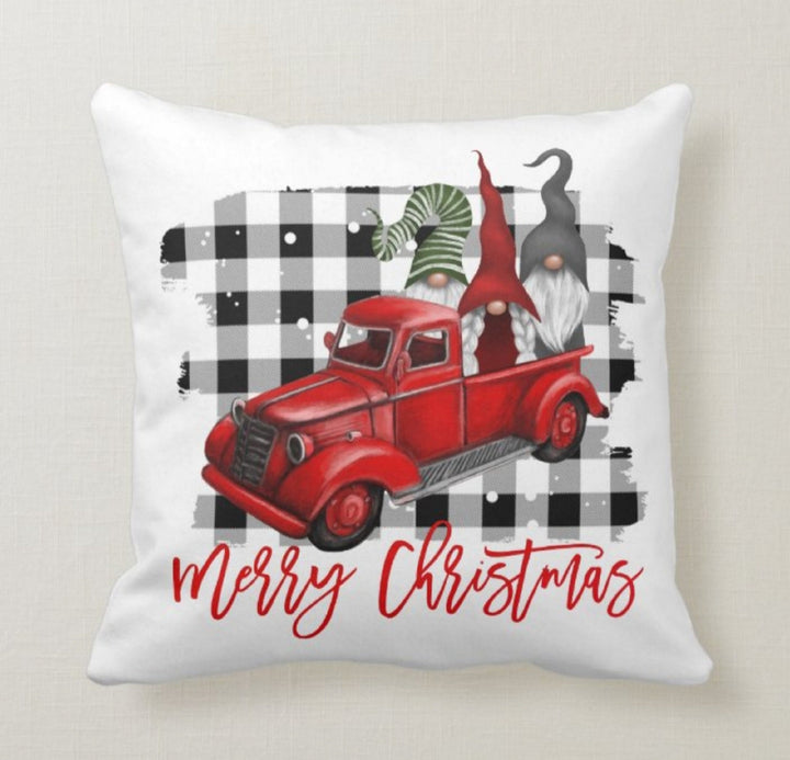 Christmas Pillow Covers|Dwarf Santa Claus Decor|Checkered Decorative Pillow Case|Xmas Throw Pillow|Gnome Pillow Case|Merry Christmas Decor