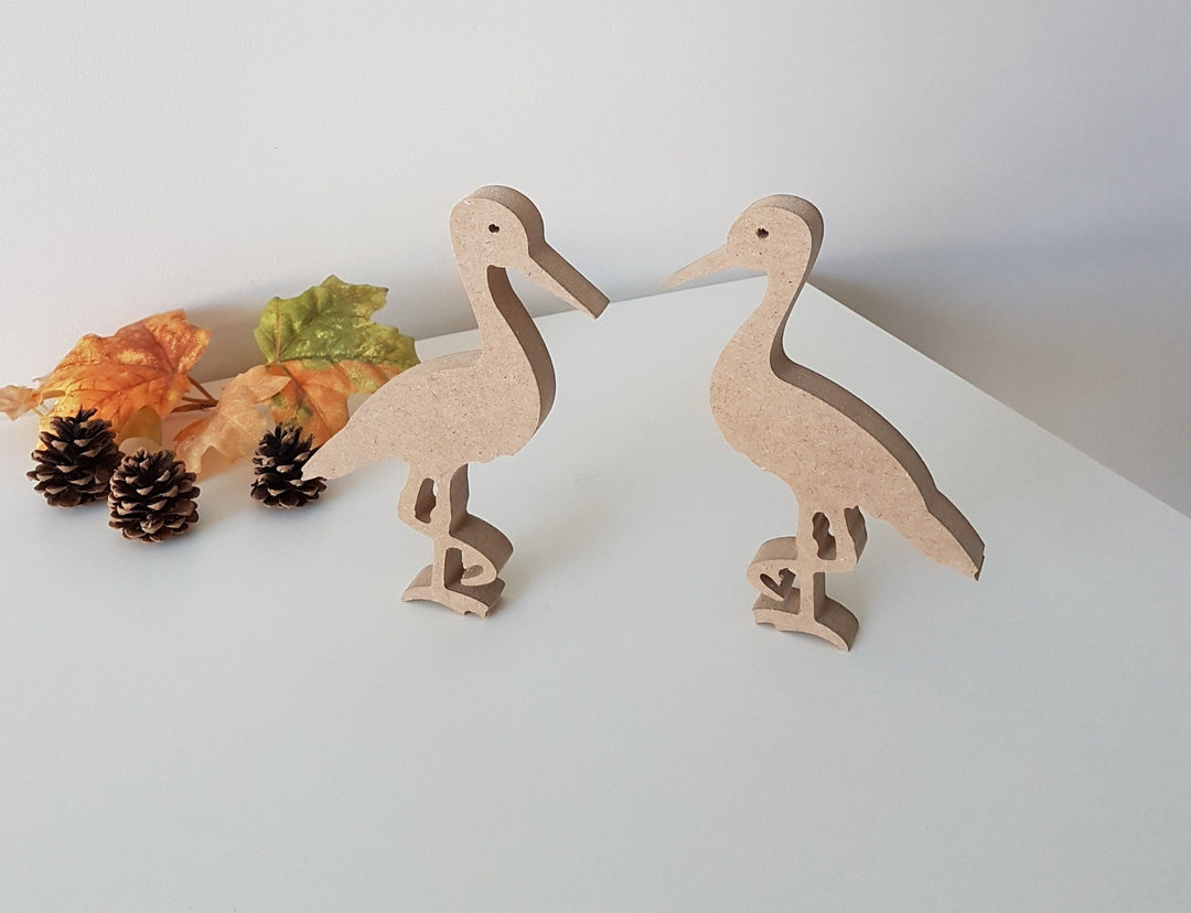 Set of 2 Unfinished Wooden Storks|Plain Wooden Toy|Ready to Paint, Decoupage|Custom Unfinished Wood DIY Supply|Wood Art|Housewarming Gift