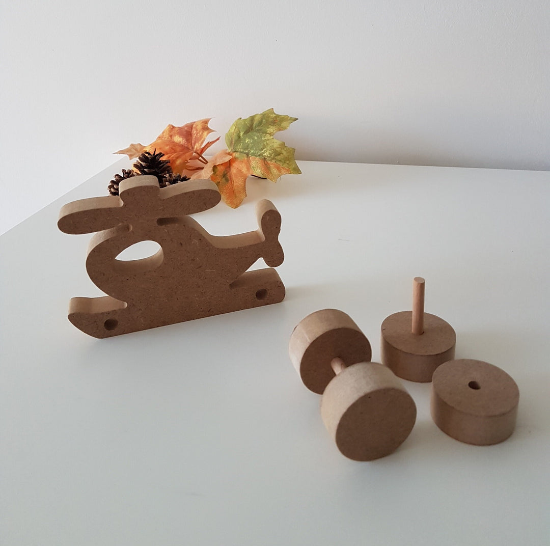 Set of 2 Wooden Toy Car and Helicopter|Toddler Toy|Baby Shower Gift|Birthday Gift|Ready to Paint and Varnish|Unfinished Wood DIY Supply