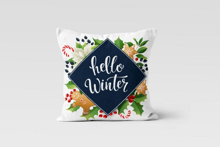 Christmas Pillow Covers|Hello Winter Decor|Let It Snow Pillow Case|Xmas Gift Ideas|Housewarming Gift|Christmas Flower Decor|Winter Pillow