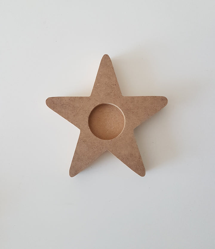 Set of 3 Unfinished Wooden Star Candle Holders|Plain Wooden Decor|Ready to Paint, Varnish, Decoupage|Custom Unfinished Wood DIY Supply|Gift