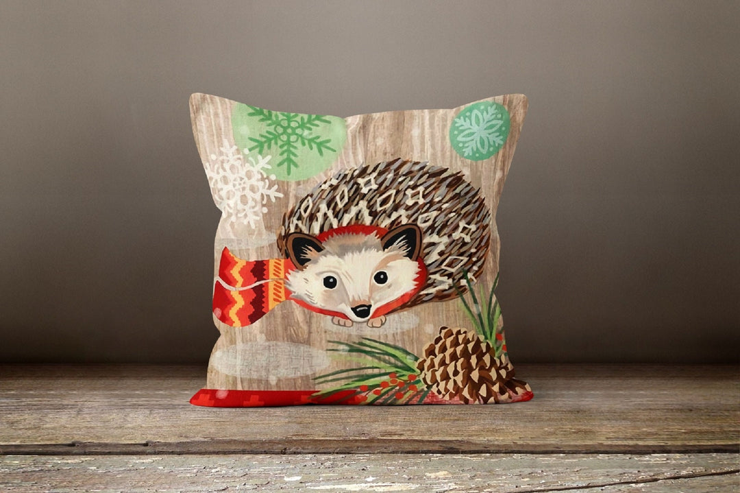 Fall Trend Pillow Cover|Autumn Animal Decor|Winter Trend Pillow Case|Outdoor Throw Pillow Top|Housewarming Cat Fox Raccoon Hedgehog Decor