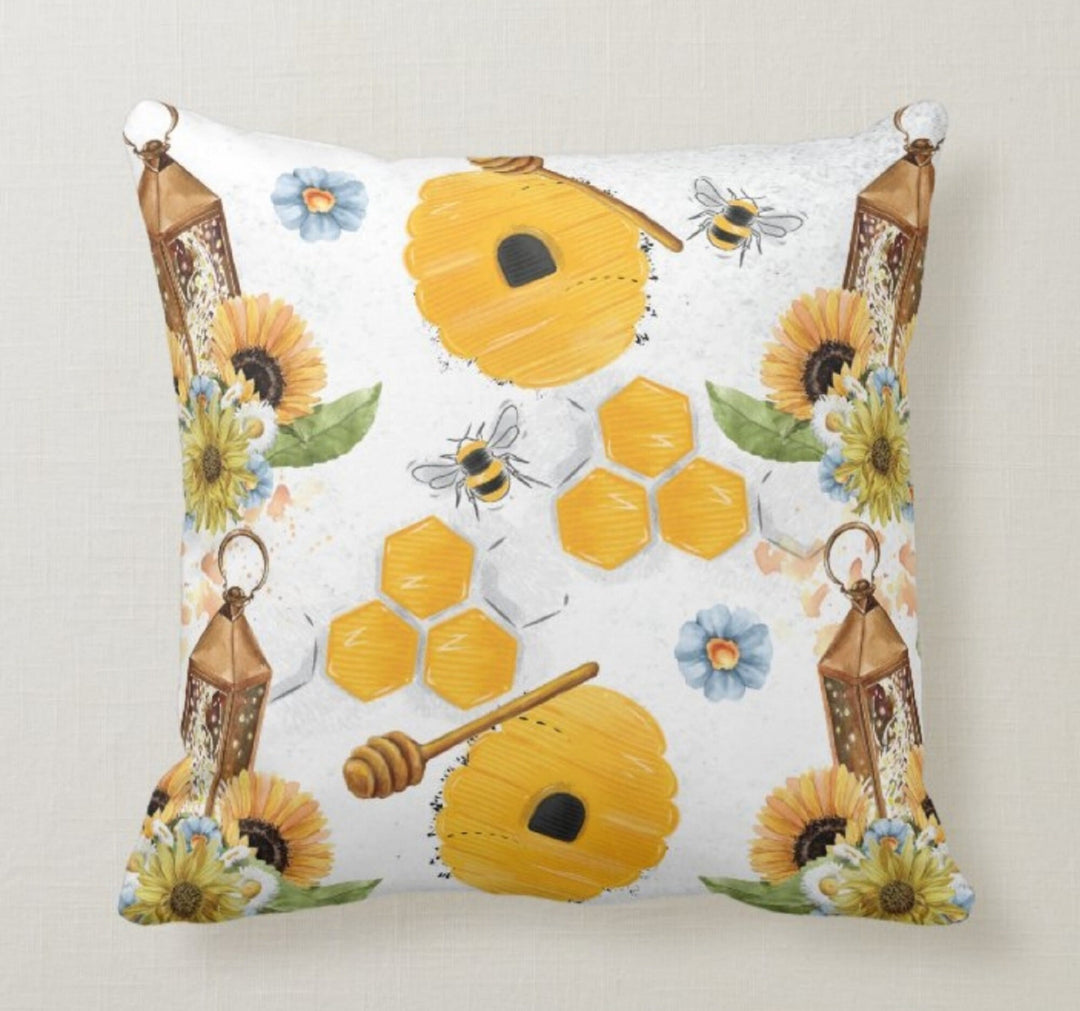 Kids Pillow Covers|Cartoon Bee Kids Room Pillow|Baby Monkey Pillow|Bedding Home Decor|Housewarming Cushion Case|Beehive Throw Pillow Cover