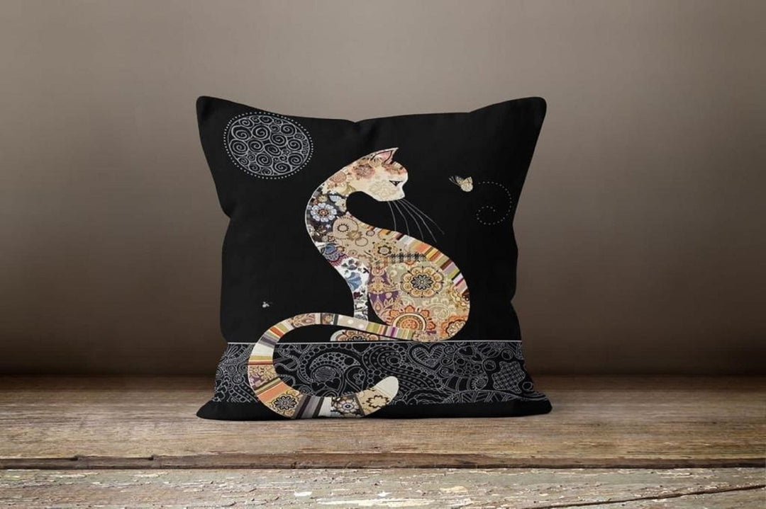 Cute Cat Pillow Covers|Cat Pattern Cushion Case|Housewarming Patchwork Style Throw Pillow|Decorative Bedding Home Decor|Outdoor Pillow Case