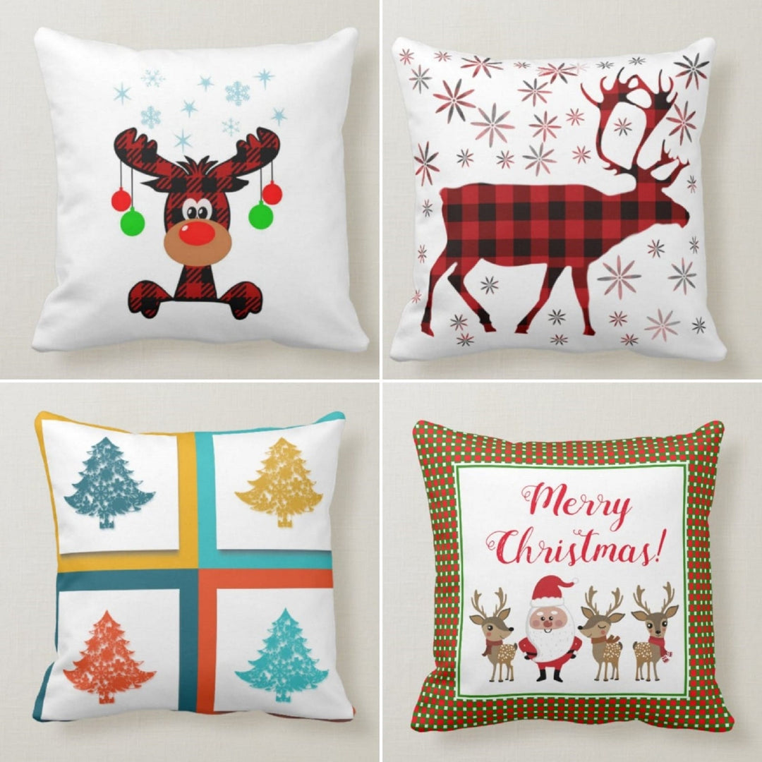 Christmas Pillow Covers|Xmas Cartoon Deer Decor|Winter Decorative Pillow Case|Xmas Throw Pillow|Xmas Gift Ideas|Xmas Cure Deer Pillow Cover