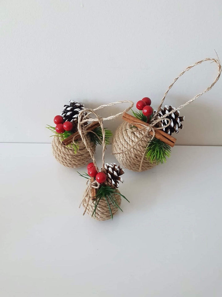 Christmas Table Centerpiece|Burlap Placemat|Jute Rope Napkin Ring Set|Christmas Tree Ornament|Christmas Gift|Christmas Thanksgiving Dinner - Akasia