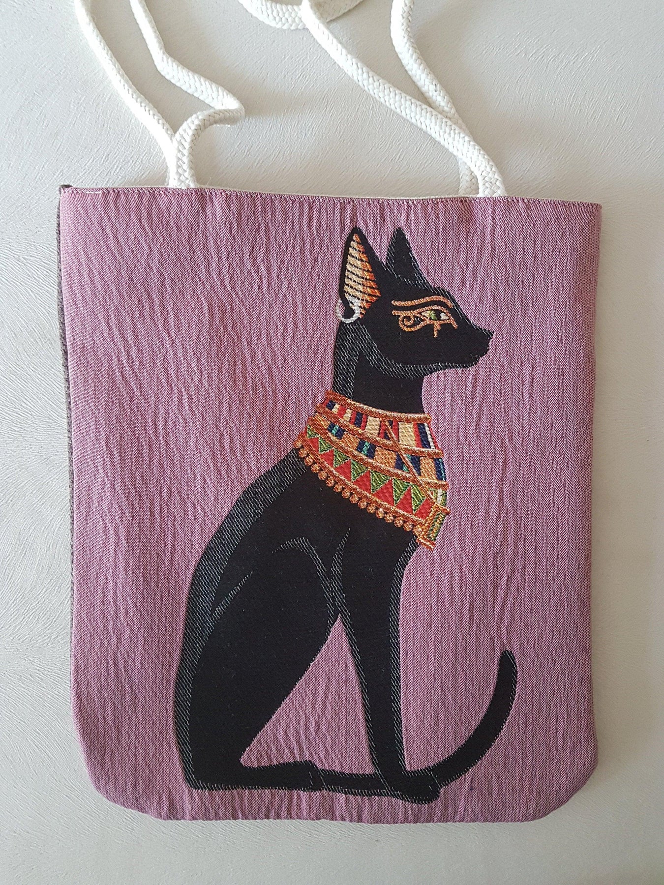 Cute Black Cat Printed Handbags For Women Thick Rope The Tote Bag