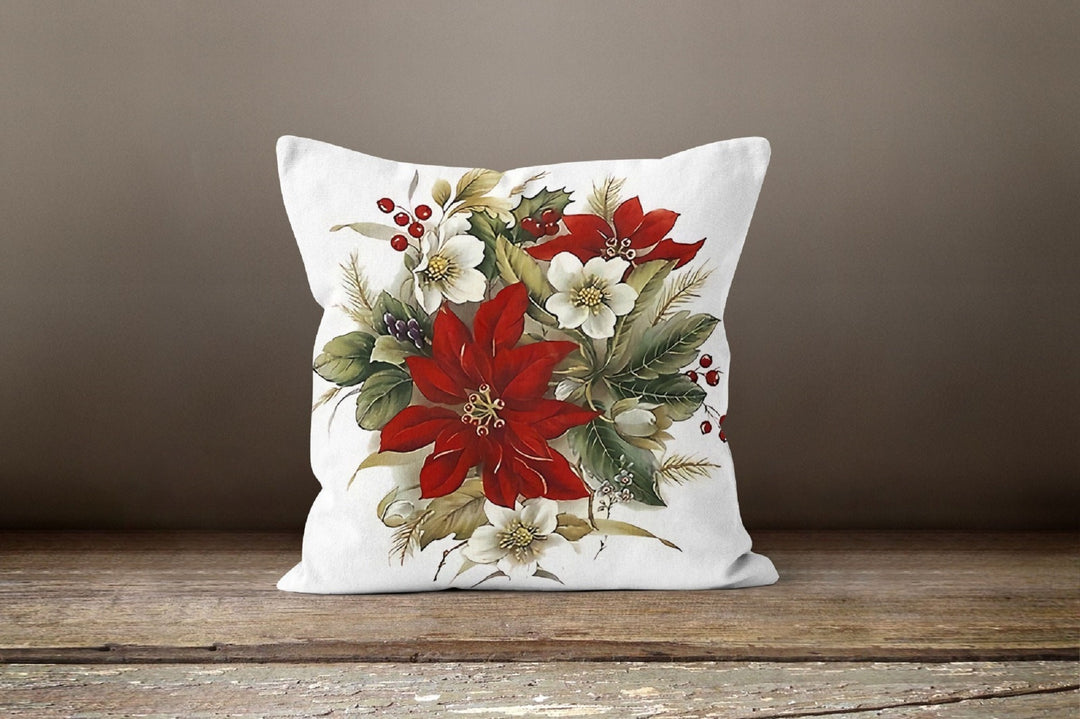 Christmas Pillow Covers|Xmas Home Decor|Winter Decorative Pillow Case|Jingle Bell Throw Pillow|Joy Noel Pillow Cover|Christmas Flower Pillow