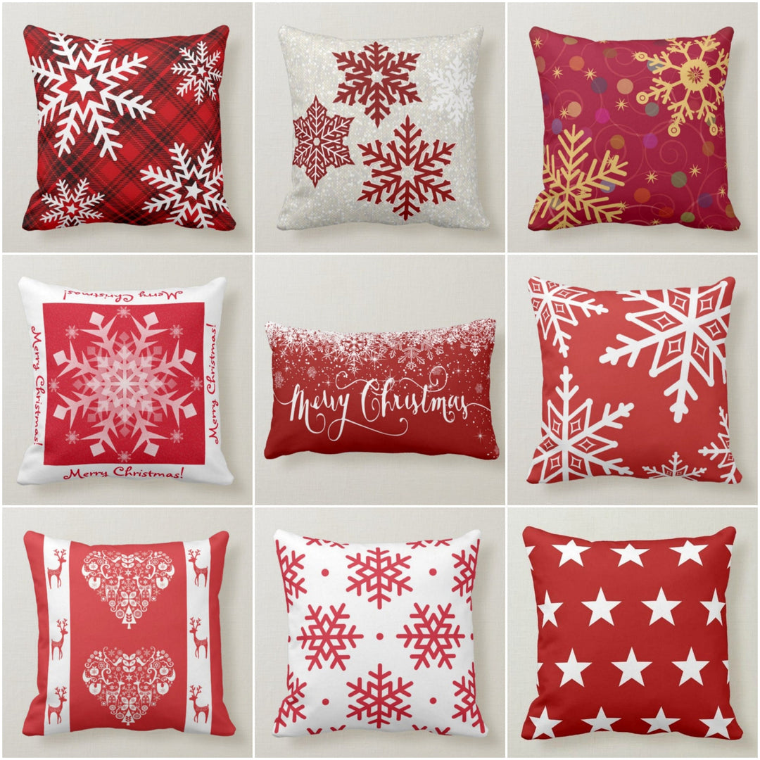 Christmas Pillow Covers|Xmas Snowflake Throw Pillow|Decorative Winter Pillow Case|Red Xmas Home Decor|Xmas Gift Ideas|Winter Trend Pillow