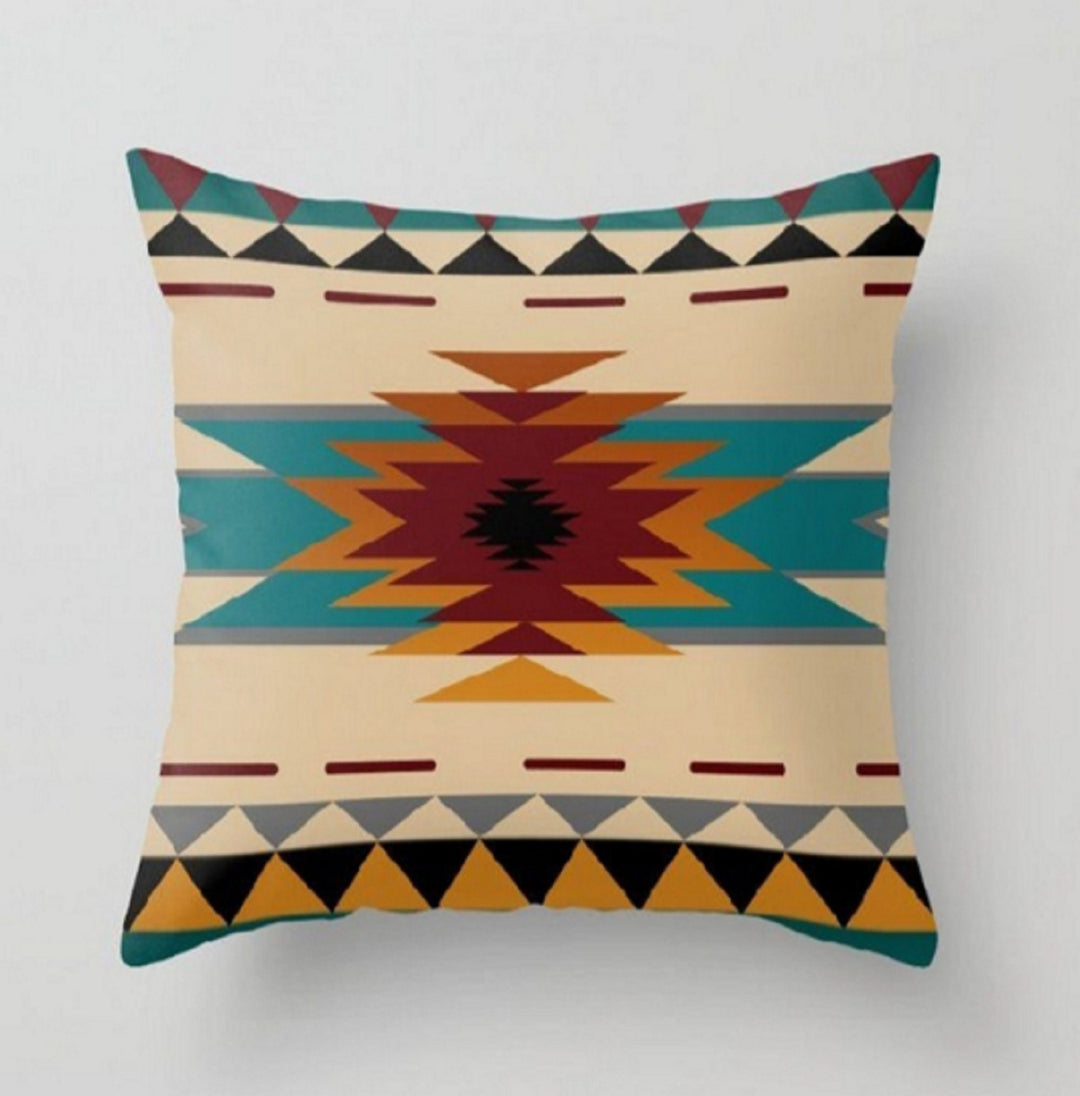 Rug Design Pillow Covers|Terracotta Southwestern Cushion Case|Decorative Aztec Print Ethnic Home Decor|Farmhouse Style Geometric Pillow Case