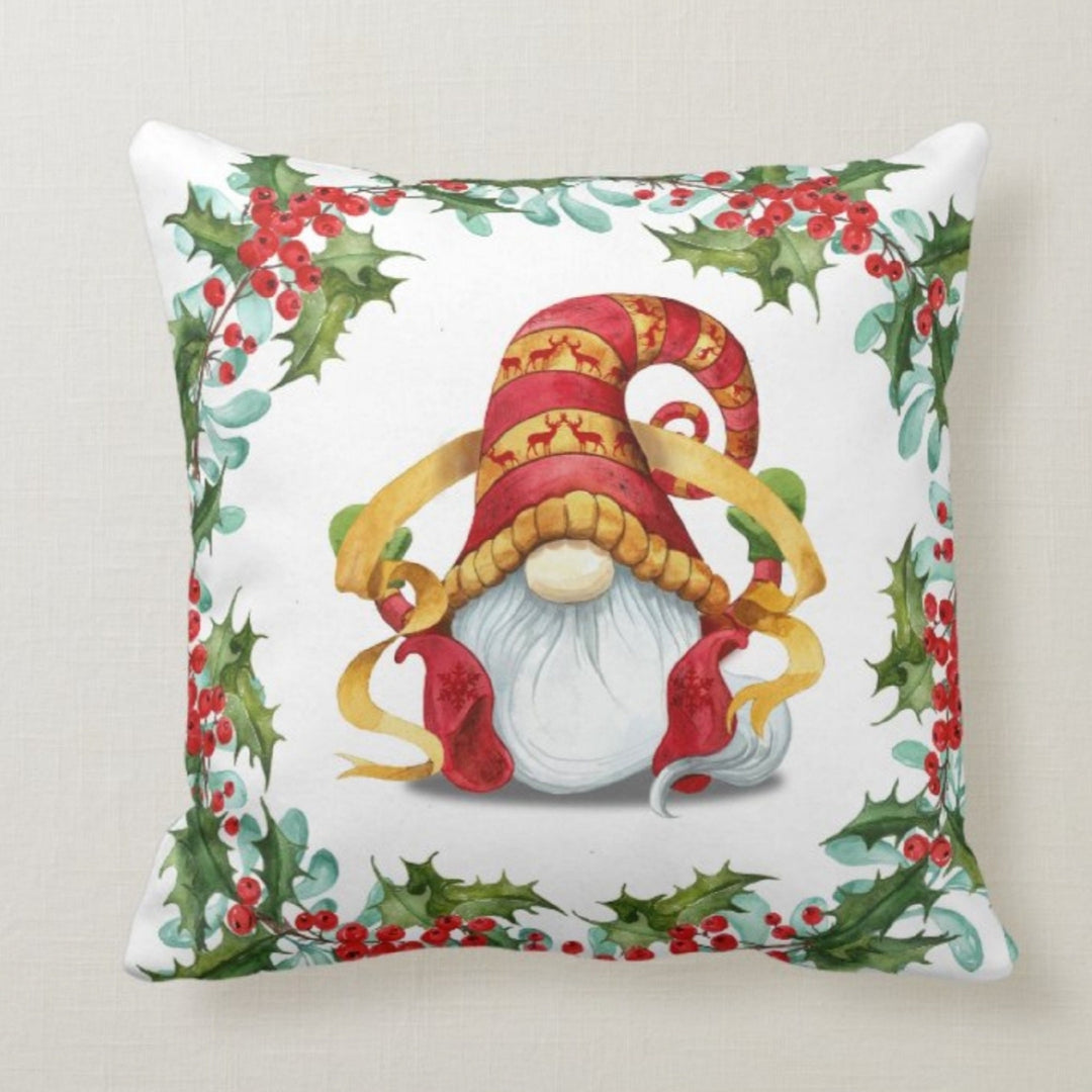 Christmas Pillow Covers|Dwarf Santa Claus Gnome|Decorative Winter Pillow Case|Xmas Deer Throw Pillow|Santa Claus' Reindeer Decor|Xmas Sleigh