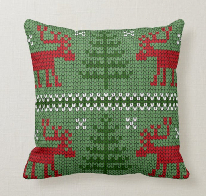 Christmas Pillow Covers|Xmas Green Deer Decor|Winter Pillow Case|Xmas Gift Ideas|Xmas Icons Pillow|Housewarming Gift|Xmas Throw Pillow