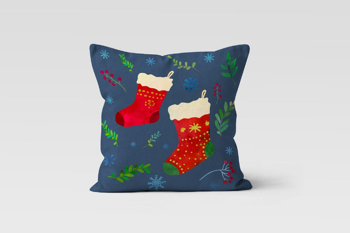 Christmas Pillow Covers|Merry Christmas Decor|Decorative Winter Pillow Case|Red Xmas Socks Throw Pillow Case|Buffalo Plaid Deer Pillow Cover