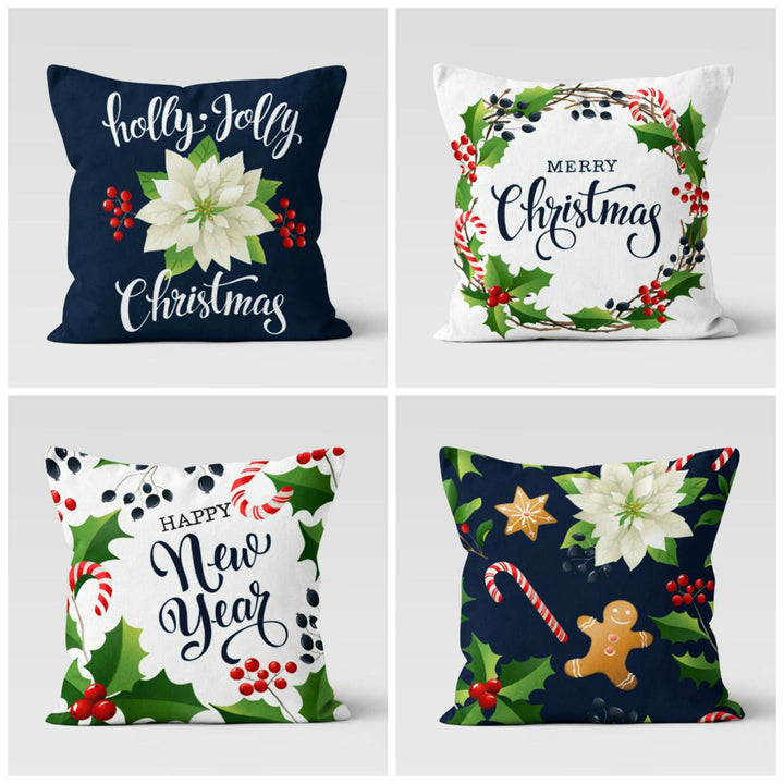 Christmas Pillow Covers|Happy New Year Decor|Poinsettia Pillow Case|Xmas Gift Idea|Housewarming Gift|Christmas Flower Case|Merry Xmas Pillow