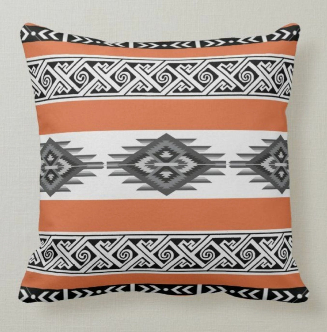 Rug Design Pillow Cover|Southwest Cushion Case|Decorative Aztec Print Pillow Top|African Tribal Home Decor|Farmhouse Style Ethnic Pillowcase