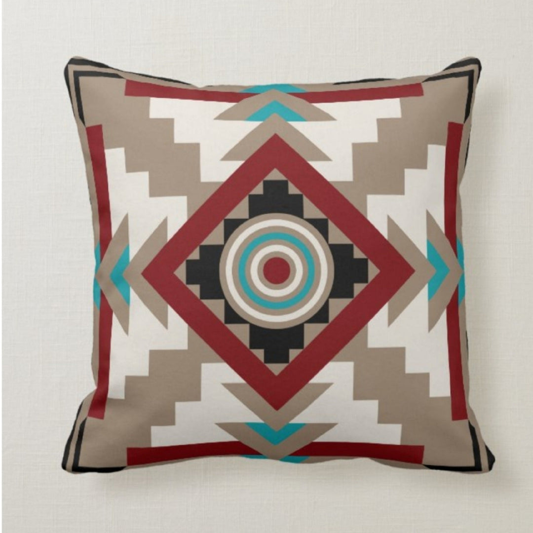 Rug Design Pillow Cover|Terracotta Southwestern Cushion Case|Decorative Pillow Case|Aztec Home Decor|Farmhouse Decor|Geometric Pillow Case