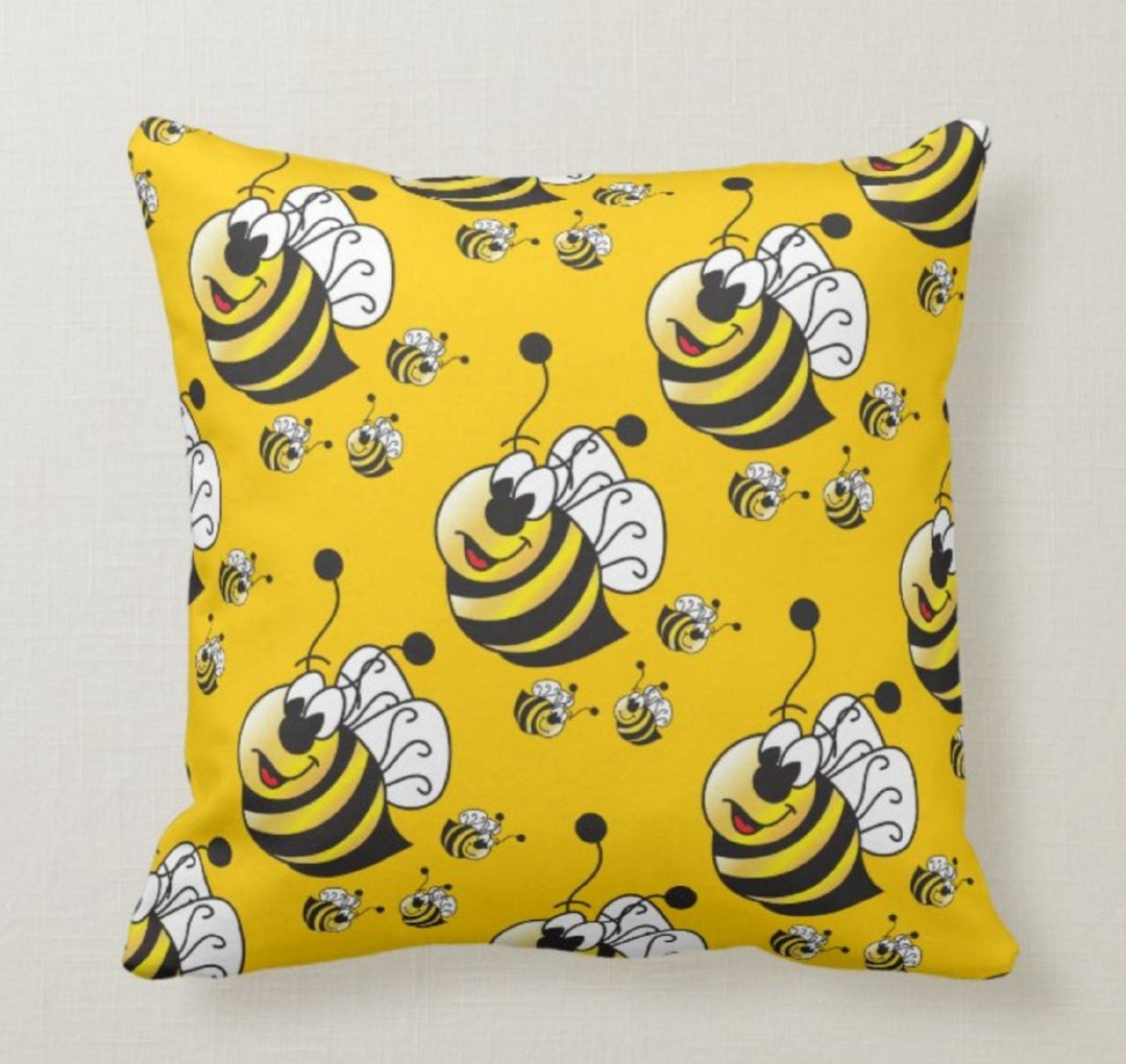 Kids Pillow Covers|Cartoon Bee Kids Room Pillow|Baby Monkey Pillow|Bedding Home Decor|Housewarming Cushion Case|Beehive Throw Pillow Cover