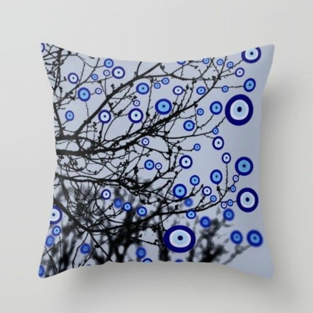 Evil Eye Pillow Cover|Greek Turkish Blue Evil Eye Cushion Case|Good Luck Home Decor|Protection Amulet Throw Pillow|Nazar Boncuk Boho Bedding