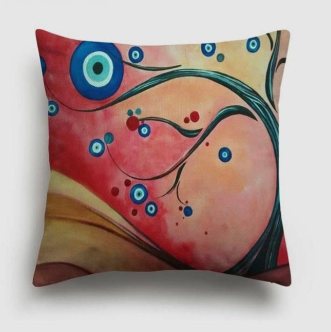 Evil Eye Pillow Cover|Greek Turkish Blue Evil Eye Cushion Case|Good Luck Home Decor|Protection Amulet Throw Pillow|Nazar Boncuk Boho Bedding