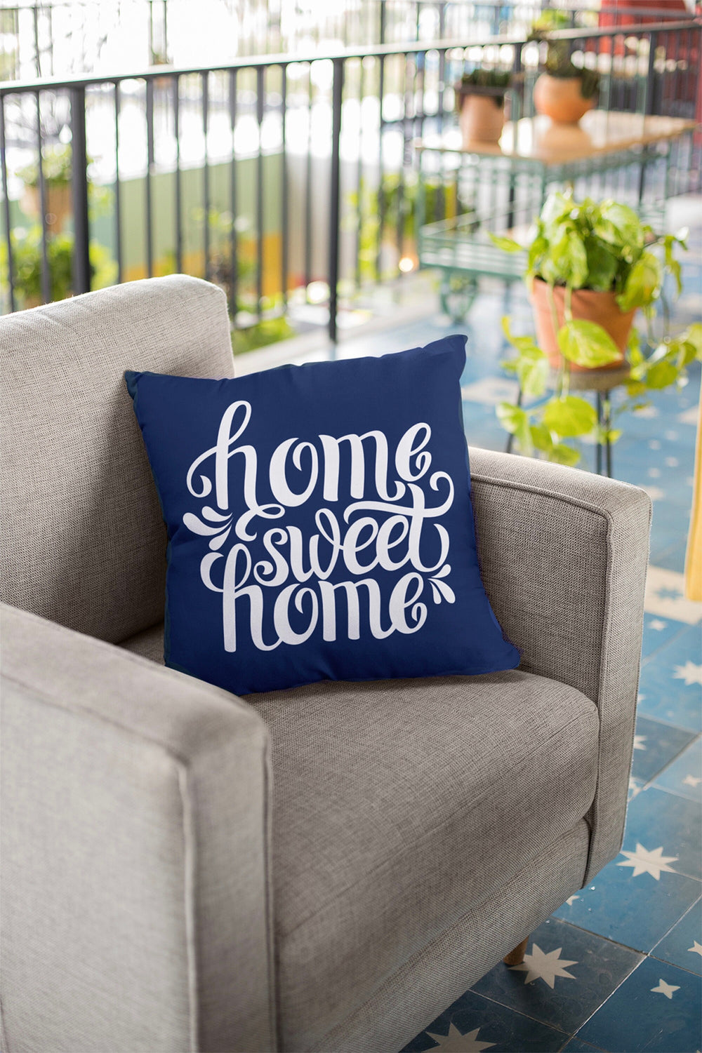 Home Sweet Home Pillow Covers|Decorative Cushion Case|Rustic Home Decor|Housewarming Throw Pillow Cover|Blue and Black Pillow Top|Cover Only