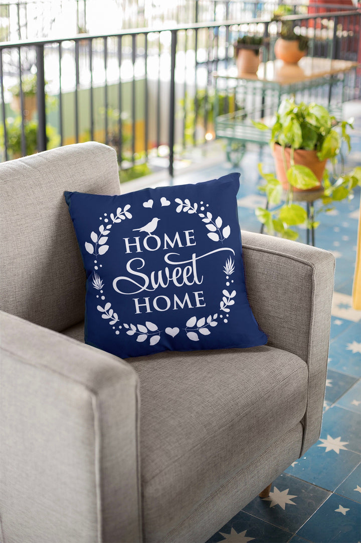 Home Sweet Home Pillow Covers|Decorative Cushion Case|Rustic Home Decor|Housewarming Throw Pillow Cover|Blue and Black Pillow Top|Cover Only