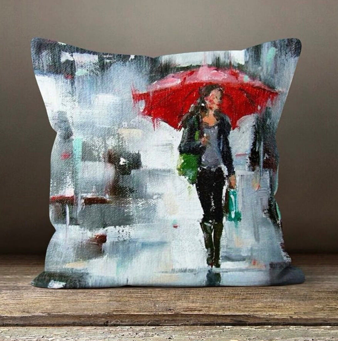 Love Throw Pillow Cover|February 14 Home Decor|Romantic Gift for Sweetheart|Valentine Cushion with Red Purple Heart Painting|Amour Decor